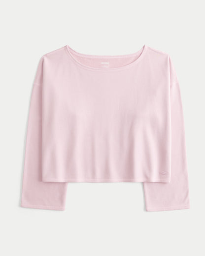 Hollister Easy Off-the-Shoulder Leopard Print Terry Sweatshirt