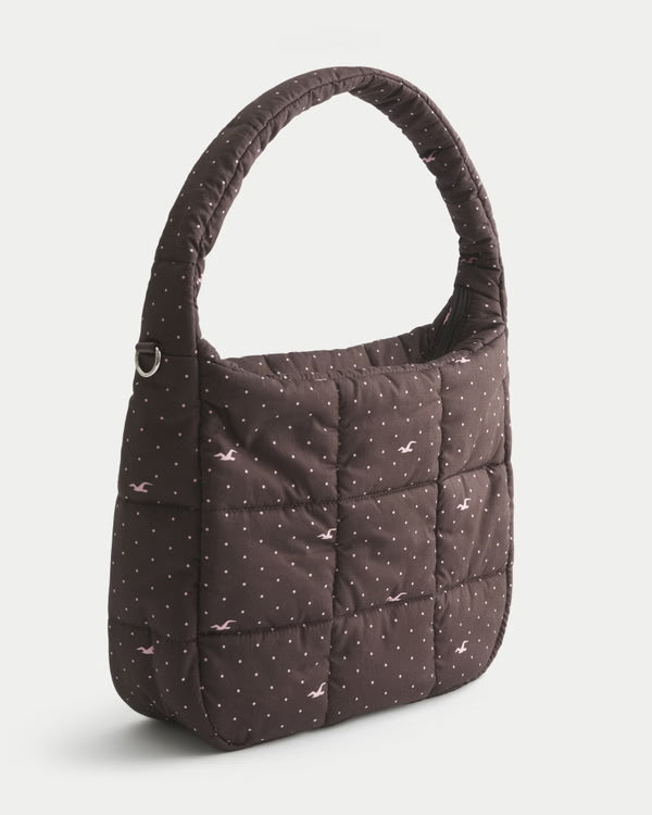 Hollister Puffer Tote Brown Pattern