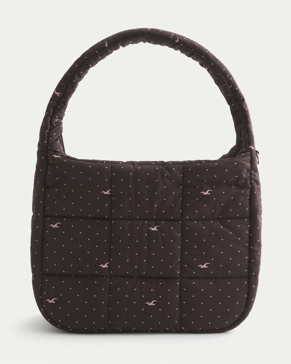 Hollister Puffer Tote Brown Pattern