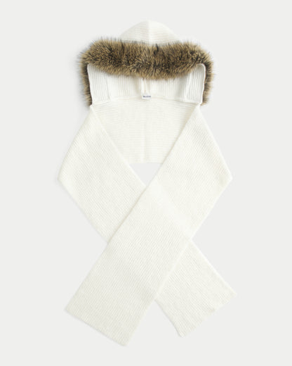 Hollister Faux Fur Trim Hooded Scarf