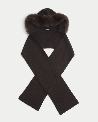 Hollister Faux Fur Trim Hooded Scarf