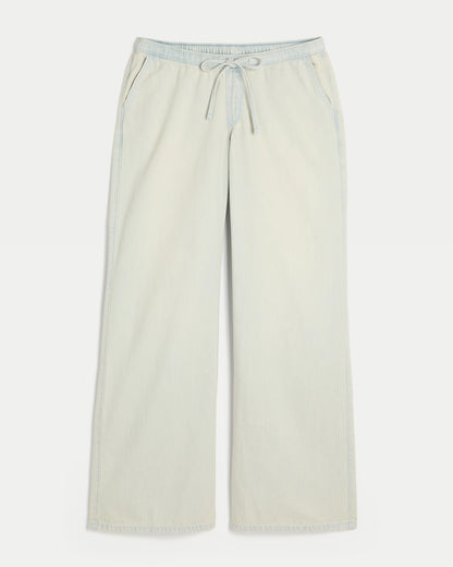 Hollister Ultra Low-Rise Drapey Pull-On Wide-Leg Jeans