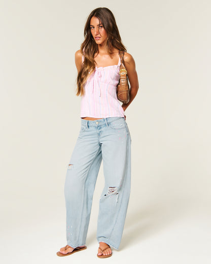 Hollister Ultra Low-Rise Paint Splatter Barrel Jeans