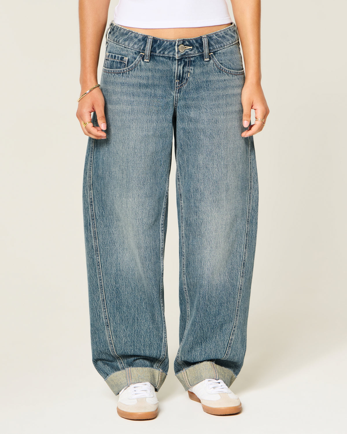 Hollister Ultra Low-Rise Paint Splatter Barrel Jeans
