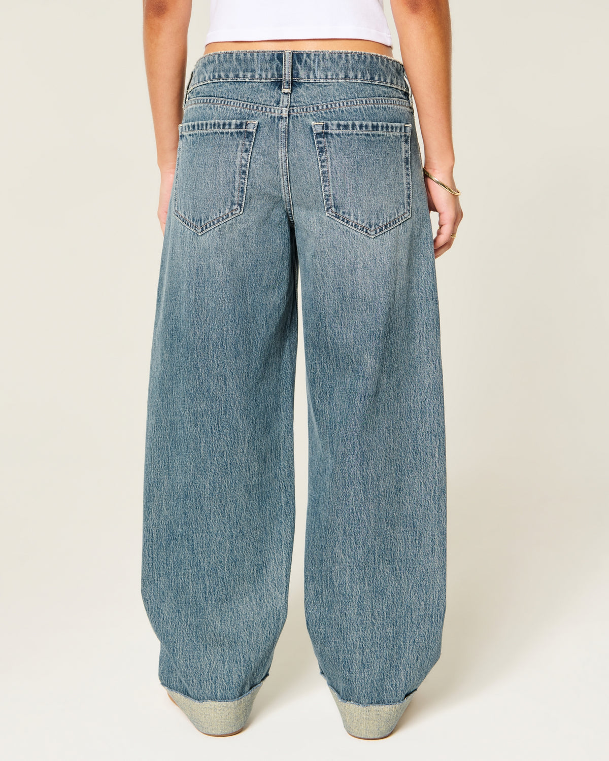 Hollister Ultra Low-Rise Paint Splatter Barrel Jeans