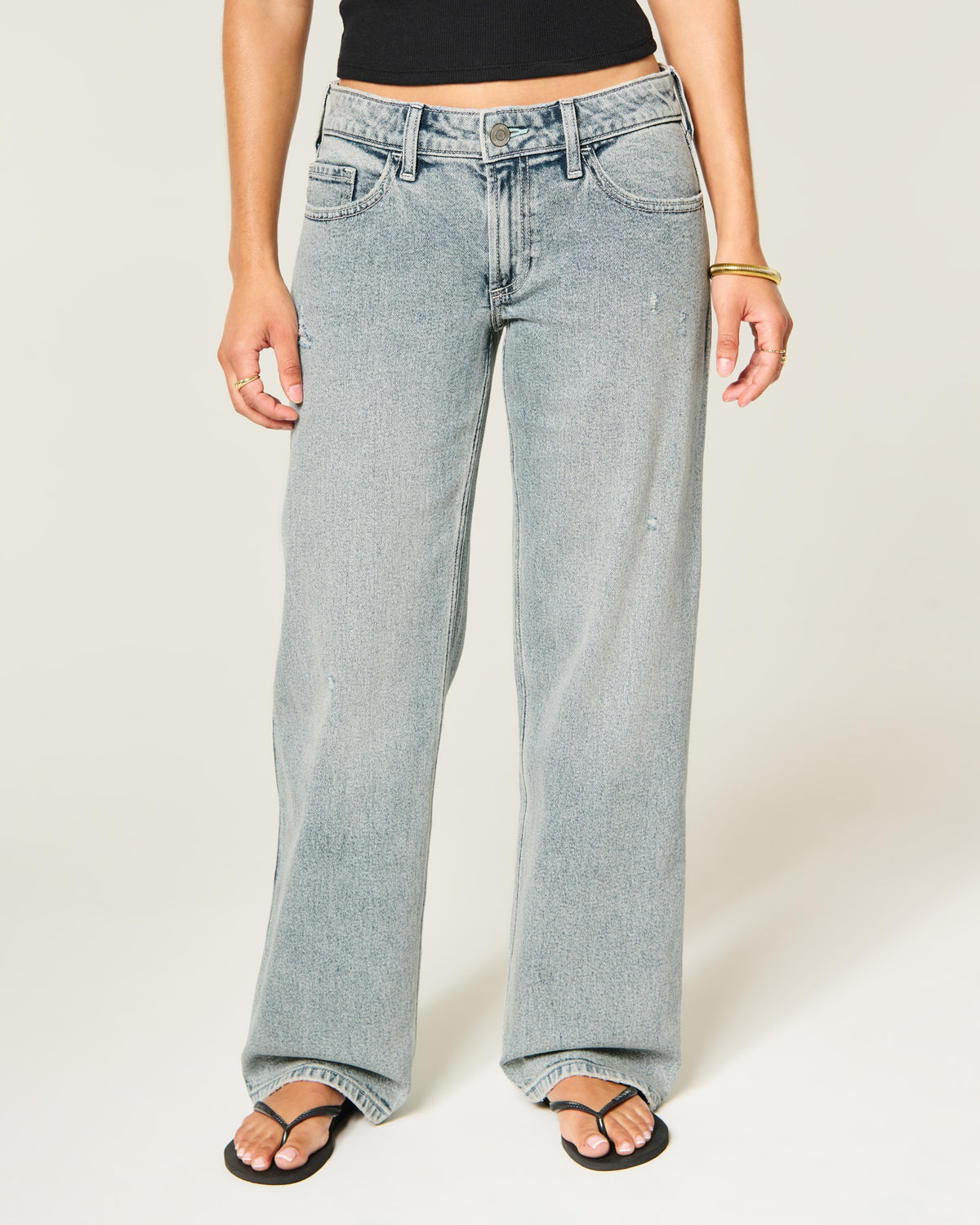 Hollister Low-Rise Distressed Dad Jeans