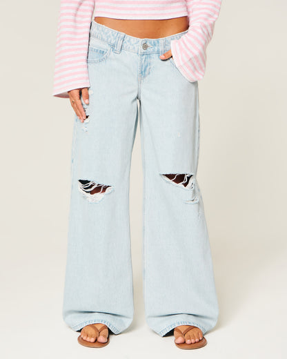 Hollister Ultra Low-Rise Ripped Super Baggy Jeans