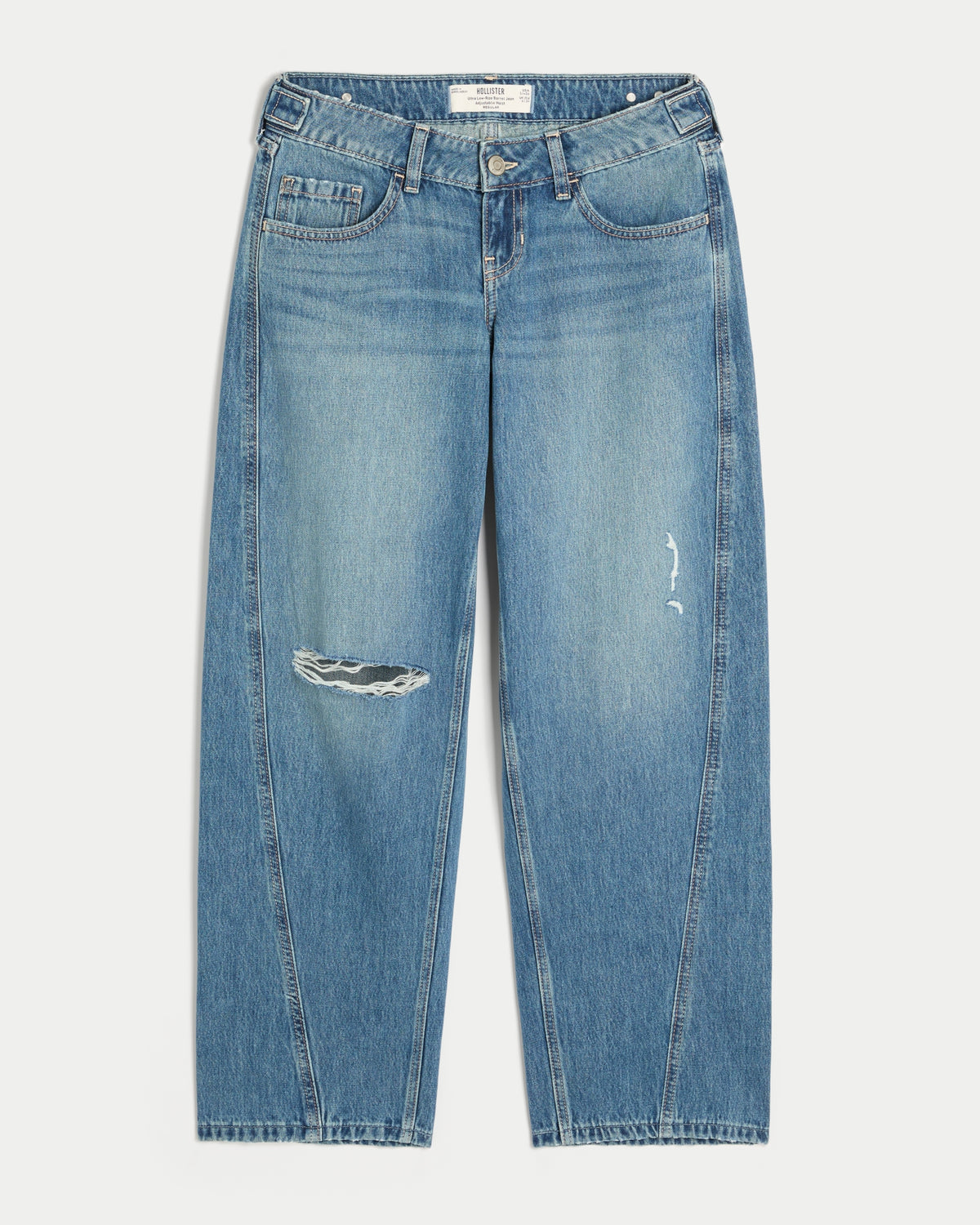 Hollister Hollister Andi Adjustable Waist Ultra Low-Rise Distressed Barrel Jeans