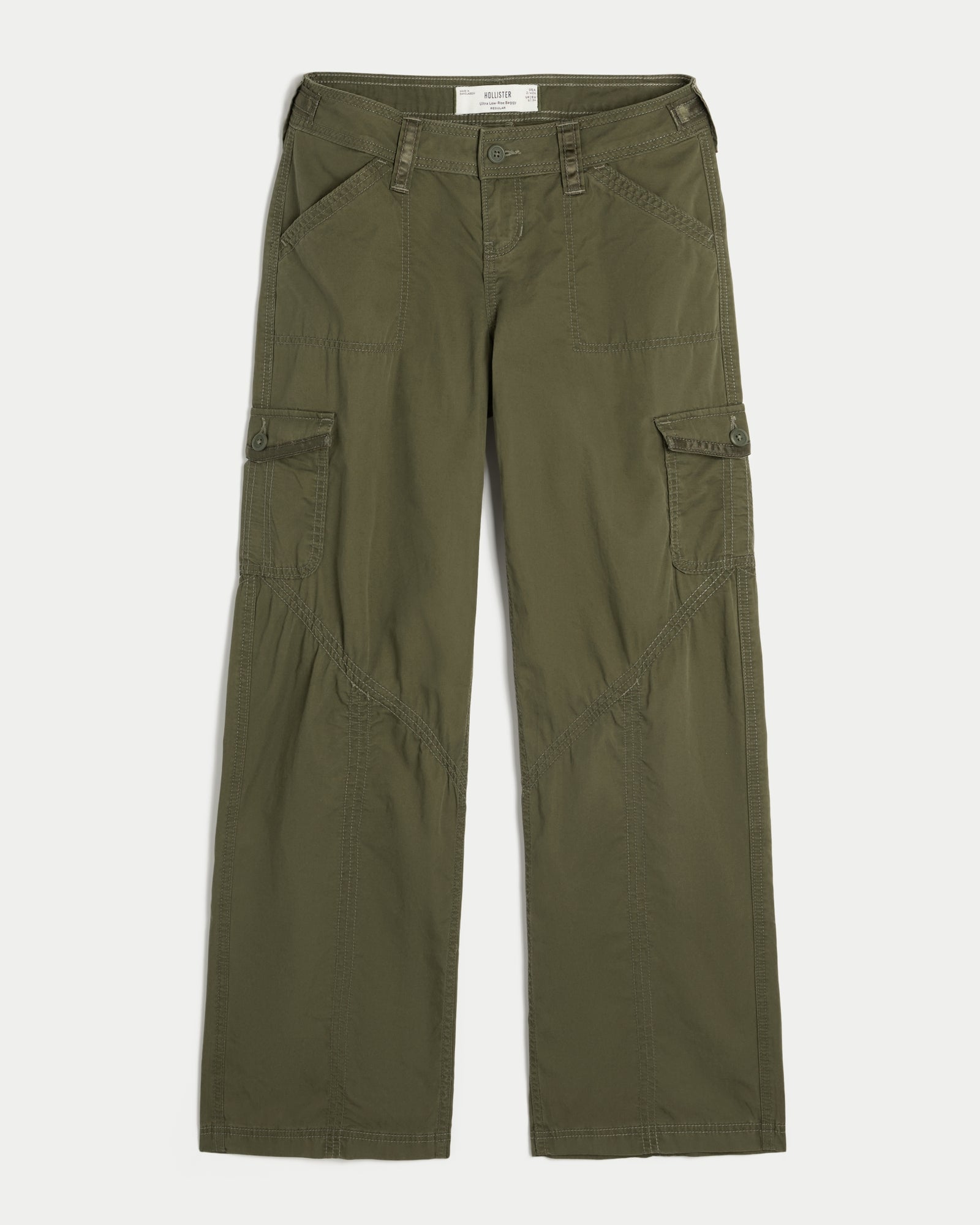 Hollister Hollister Andi Adjustable Waist Ultra Low-Rise Baggy Satin Trim Pants