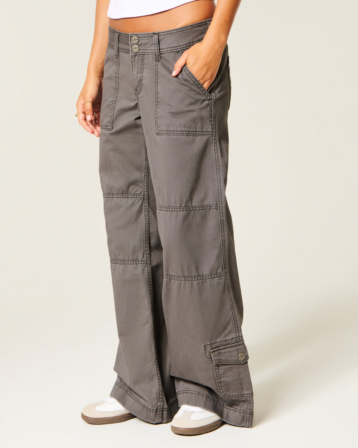 Hollister Hollister Andi Adjustable Waist Low-Rise Wide-Leg Pants