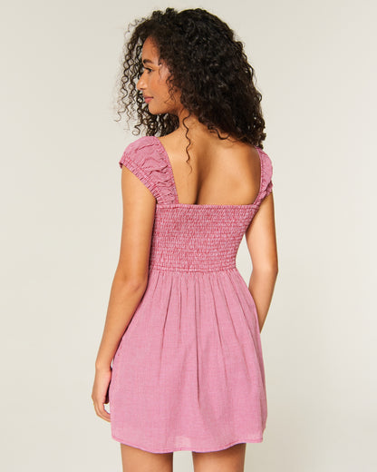 Hollister Foldover Pintuck Mini Dress