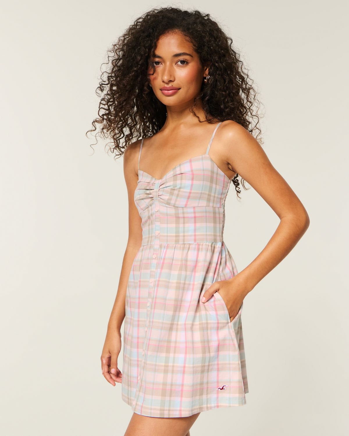 Hollister Button Front Woven Mini Dress