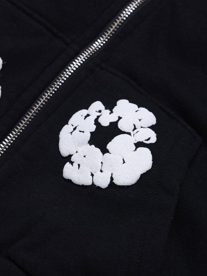 Denim Tears Kids Cotton Wreath Zip Hoodie Black