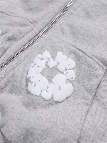 Denim Tears Kids Cotton Wreath Zip Hoodie Grey
