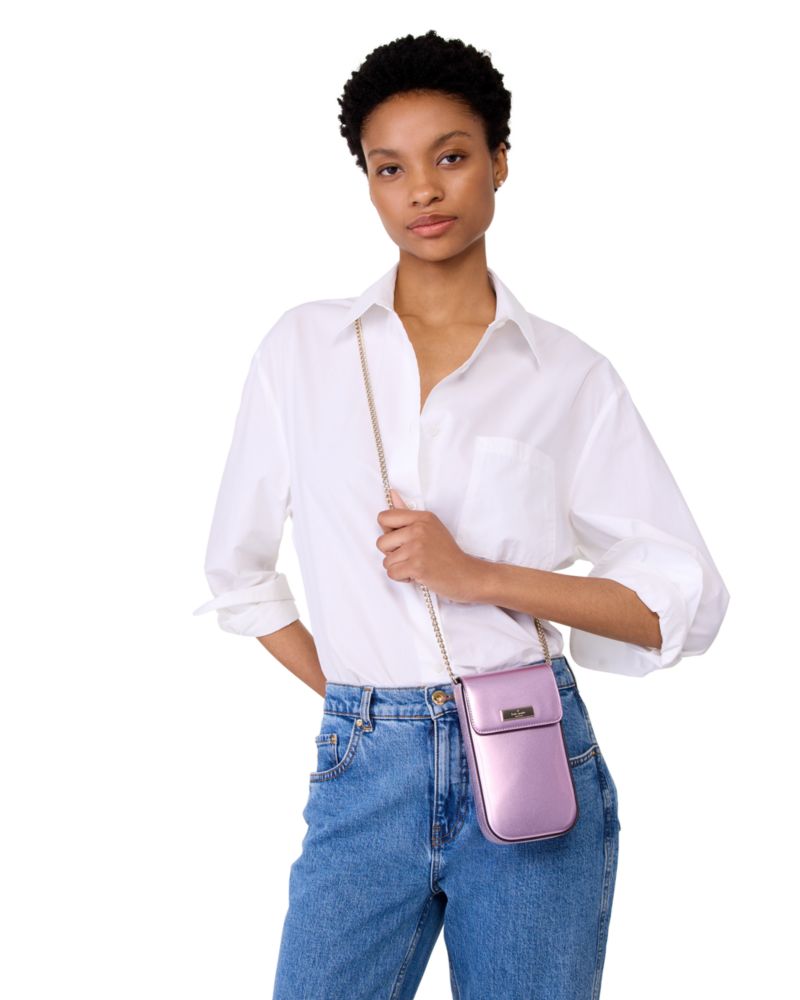 KateSpade Kenzie North South Flap Phone Crossbody Quartz Pink