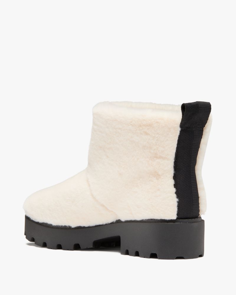 Katespade Puffed Faux Fur Pull On Booties Natural Multi