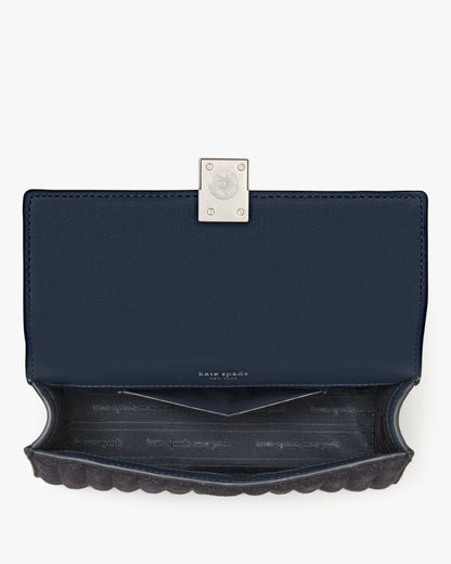 KateSpade Deco Quilted Glitter Suede Mini Flap Chain Crossbody Navy Multi