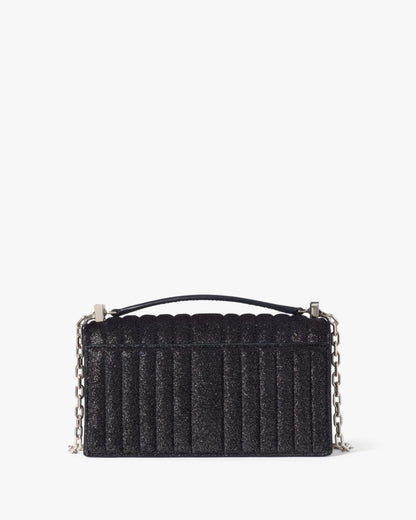 KateSpade Deco Quilted Glitter Suede Mini Flap Chain Crossbody Navy Multi