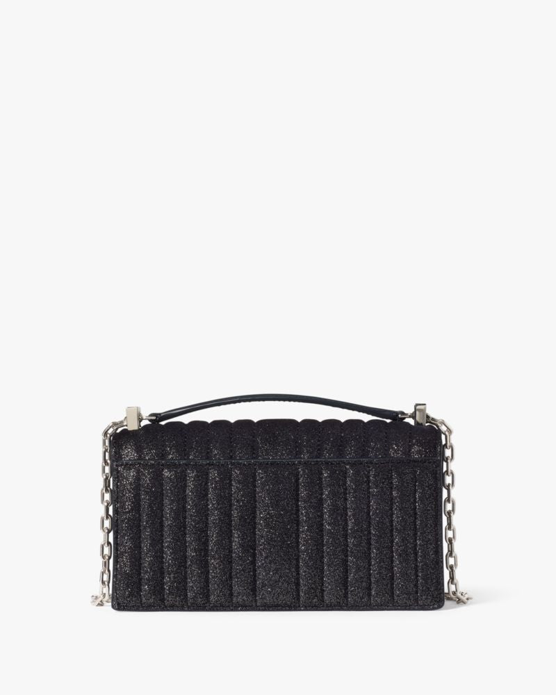 KateSpade Deco Quilted Glitter Suede Mini Flap Chain Crossbody Navy Multi