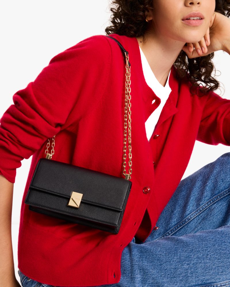 KateSpade Deco Mini Flap Chain Crossbody Black