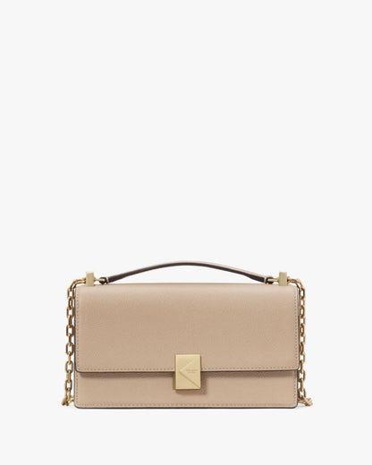 KateSpade Deco Mini Flap Chain Crossbody Timeless Taupe