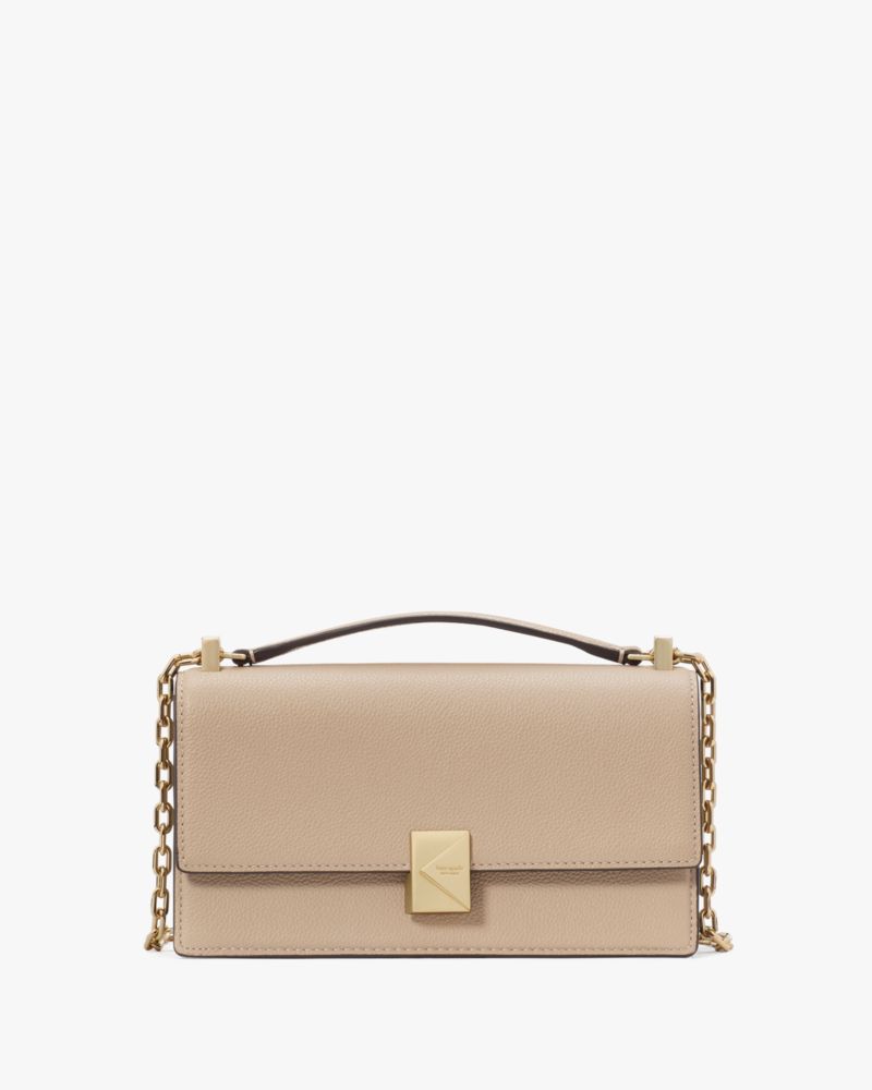 KateSpade Deco Mini Flap Chain Crossbody Timeless Taupe