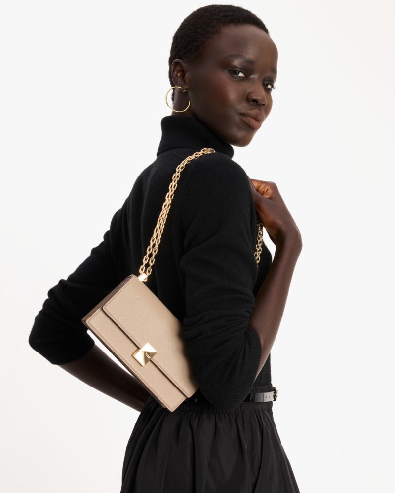 KateSpade Deco Mini Flap Chain Crossbody Timeless Taupe