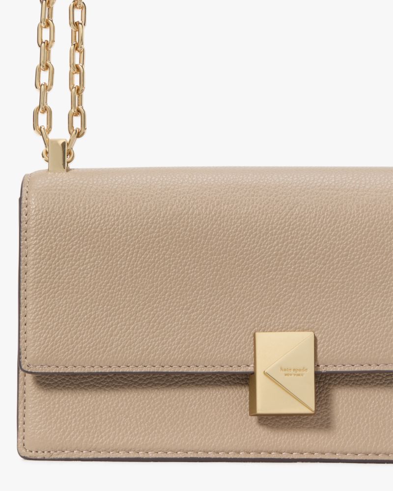KateSpade Deco Mini Flap Chain Crossbody Timeless Taupe