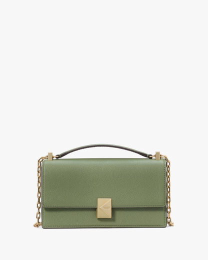 KateSpade Deco Mini Flap Chain Crossbody Olive Leaf