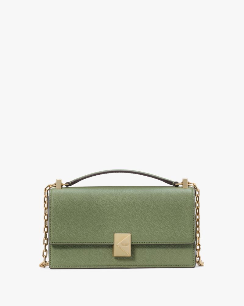 KateSpade Deco Mini Flap Chain Crossbody Olive Leaf