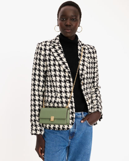 KateSpade Deco Mini Flap Chain Crossbody Olive Leaf