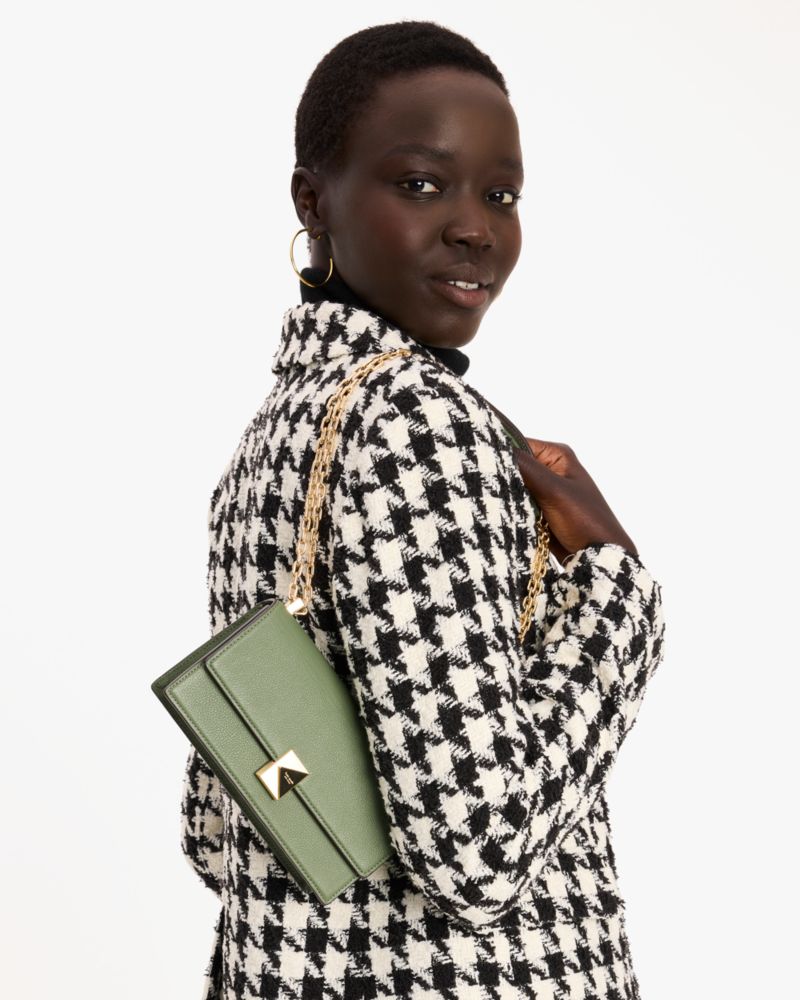 KateSpade Deco Mini Flap Chain Crossbody Olive Leaf