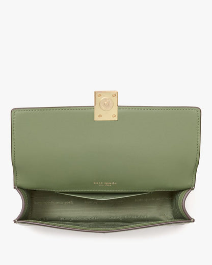 KateSpade Deco Mini Flap Chain Crossbody Olive Leaf