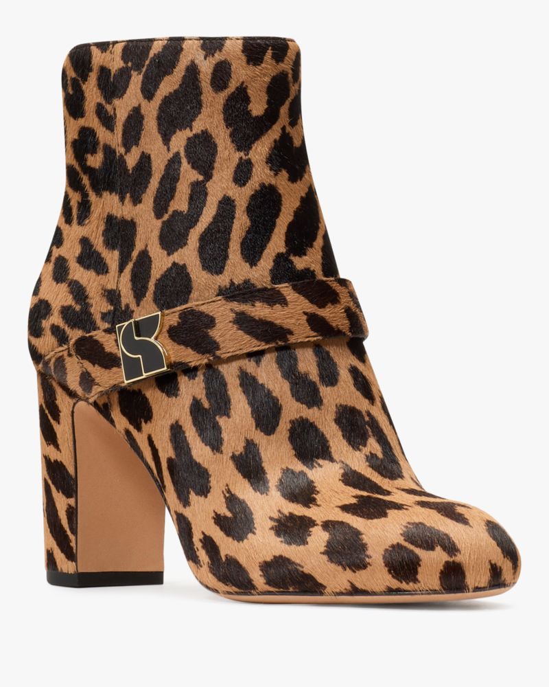 Katespade Dakota Leopard Zip Up Booties Tobacco Multi