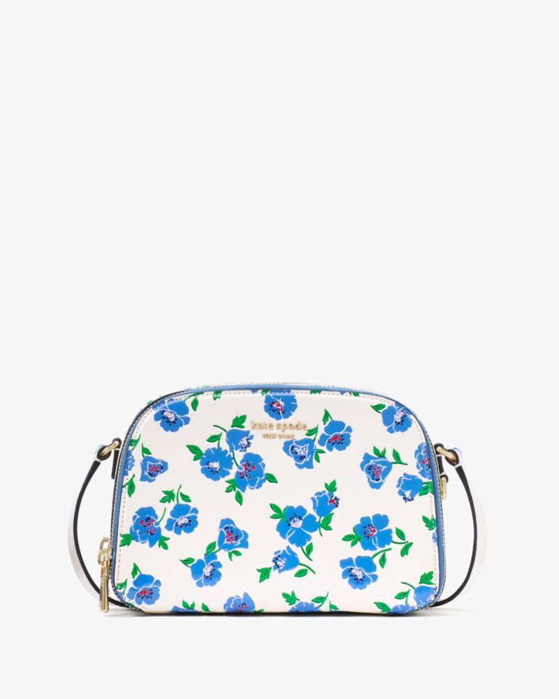 KateSpade Devin Springtime Blooms Double Zip Dome Crossbody Cream Multi