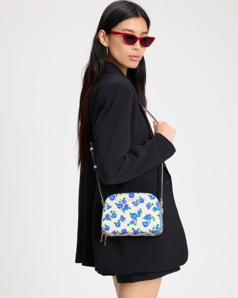 KateSpade Devin Springtime Blooms Double Zip Dome Crossbody Cream Multi