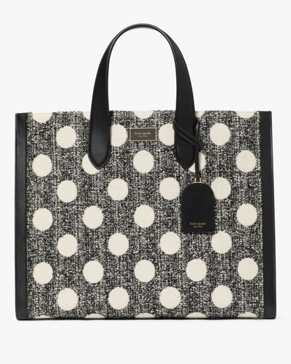 KateSpade Manhattan Dot Tweed Large Tote Black Multi