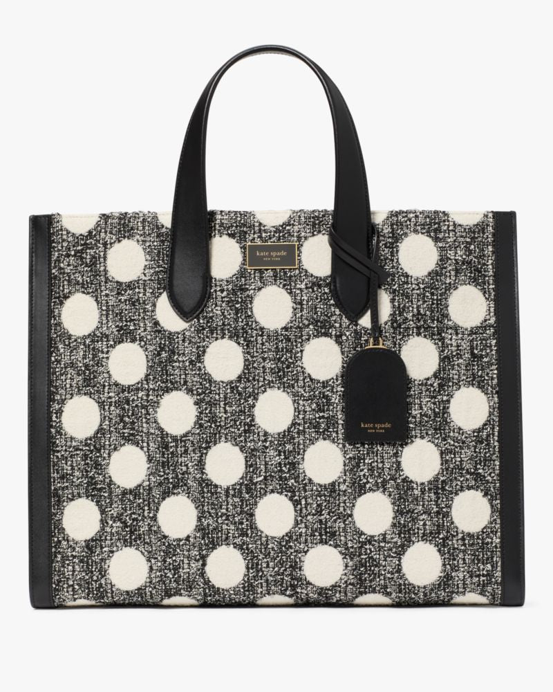 KateSpade Manhattan Dot Tweed Large Tote Black Multi