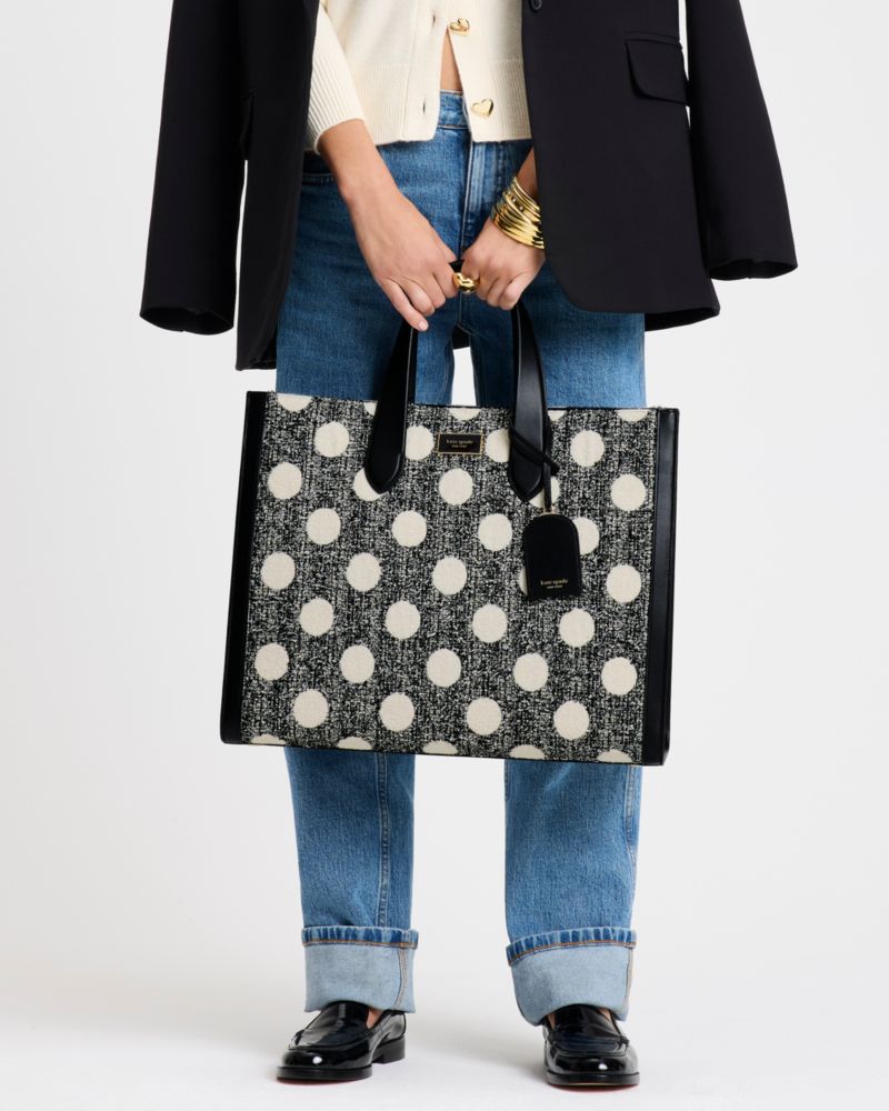 KateSpade Manhattan Dot Tweed Large Tote Black Multi