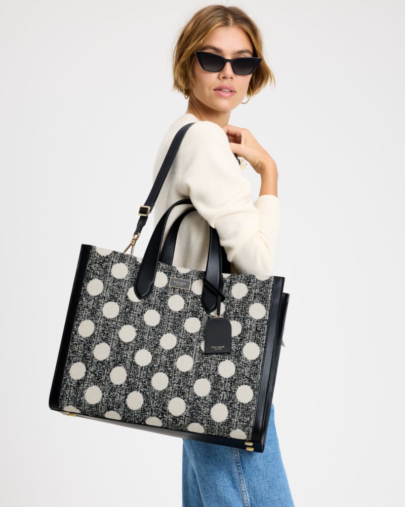 KateSpade Manhattan Dot Tweed Large Tote Black Multi