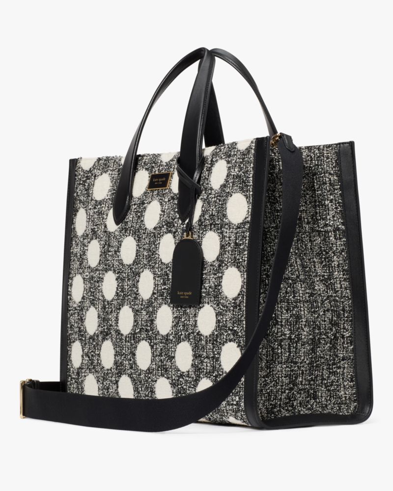 KateSpade Manhattan Dot Tweed Large Tote Black Multi