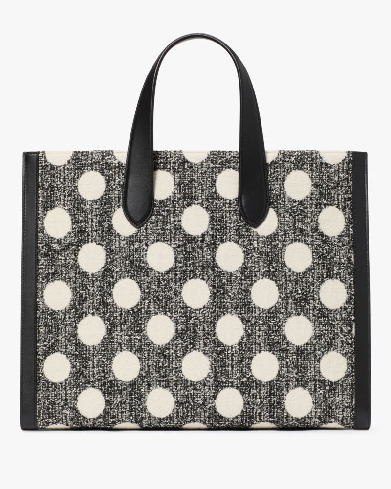 KateSpade Manhattan Dot Tweed Large Tote Black Multi