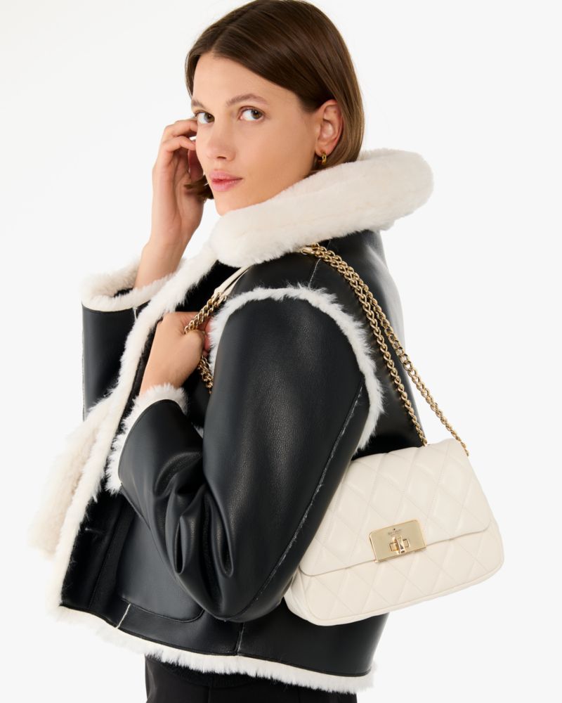 KateSpade Carey Quilted Small Flap Crossbody Meringue