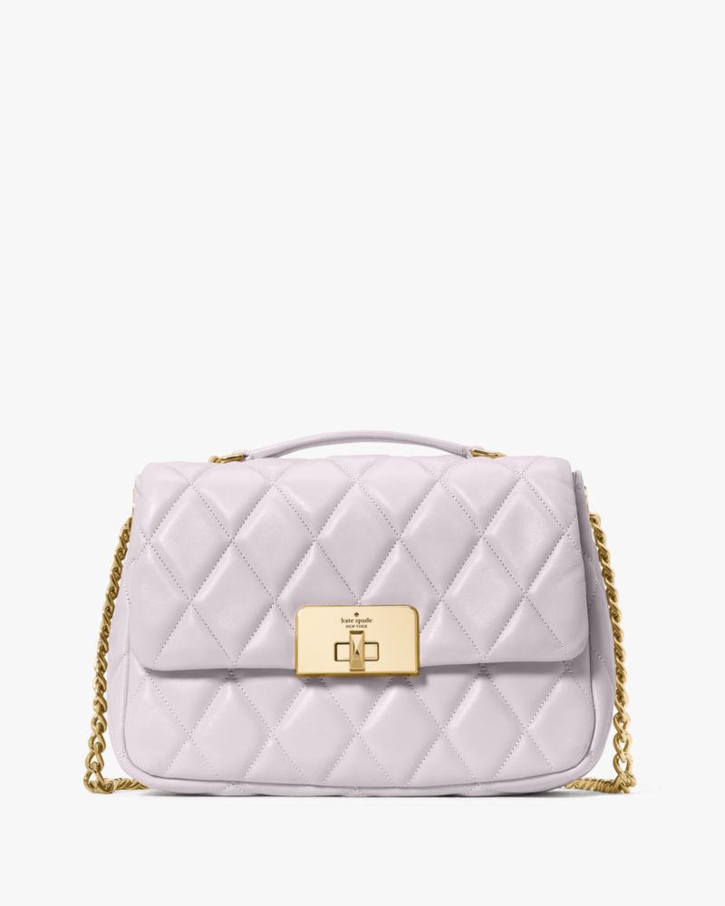 KateSpade Carey Quilted Small Flap Crossbody Pale Amethyst