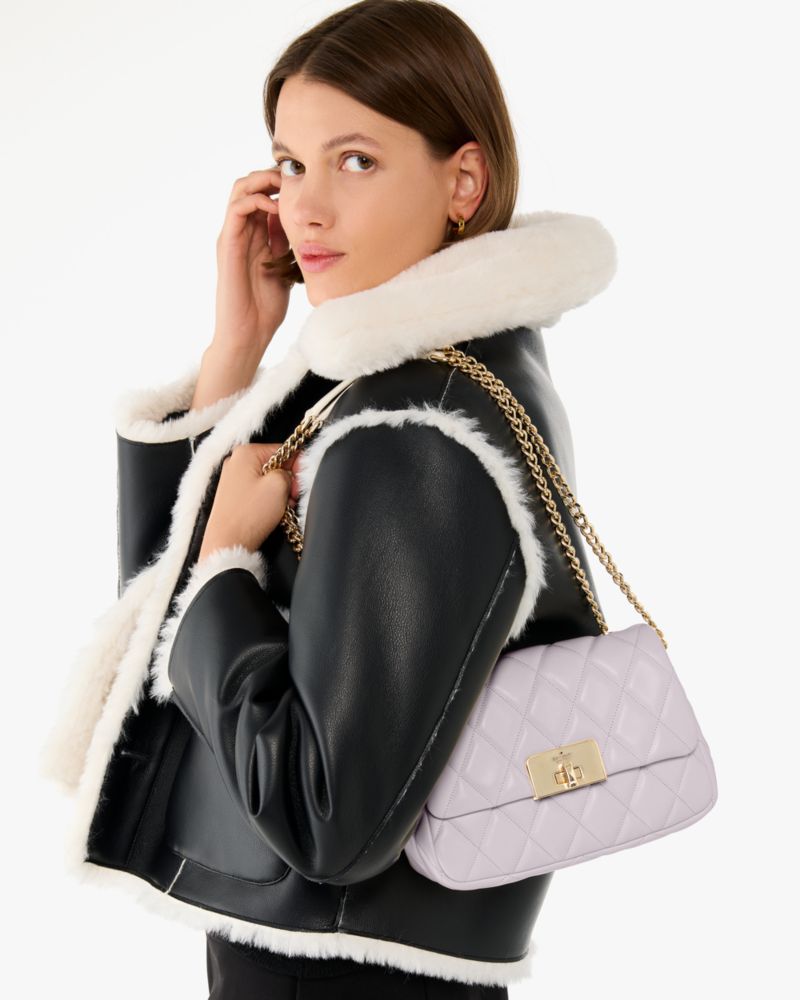 KateSpade Carey Quilted Small Flap Crossbody Pale Amethyst