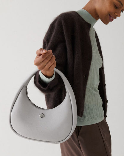 KateSpade Kayla Crescent Shoulder Bag Platinum Grey