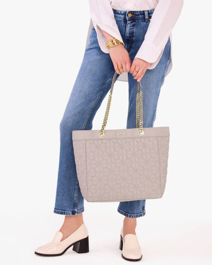 KateSpade Spade Flower Quilted Fabric XL Tote Cozy Grey
