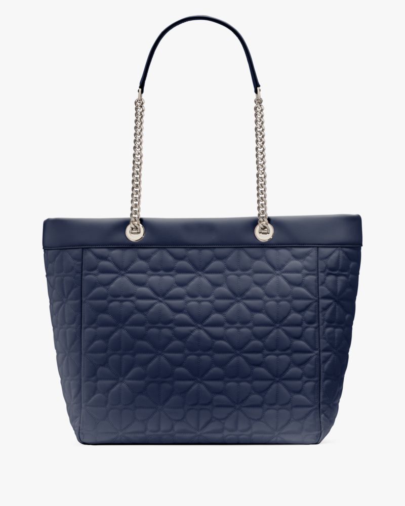 KateSpade Spade Flower Quilted Fabric XL Tote Parisian Navy