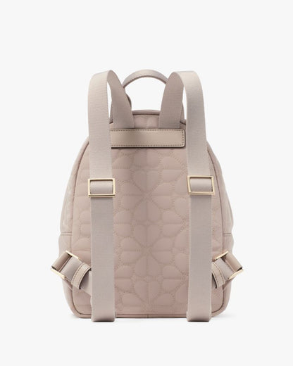KateSpade Spade Flower Quilted Fabric Small Backpack Cozy Grey