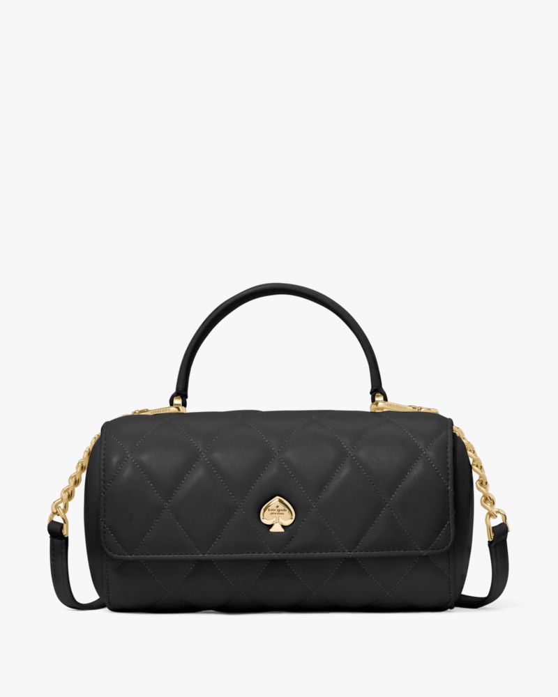 KateSpade Heart Barrel Quilted Crossbody Black